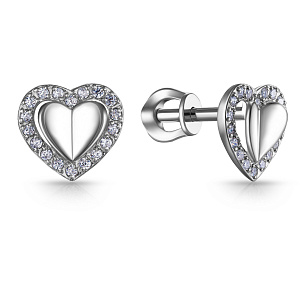 Пусеты из серебра с фианитом