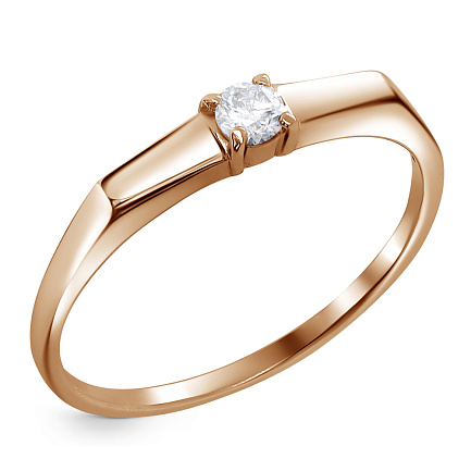 Кольцо помолвочное из красного золота с бриллиантом