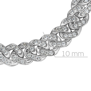 Браслет декоративный из серебра с фианитами