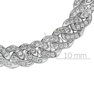 Браслет декоративный из серебра с фианитом