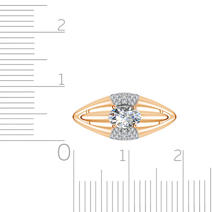 Кольцо из красного золота с фианитом