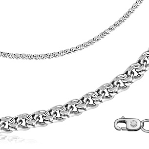 Цепь ручной работы из серебра, плетение бисмарк