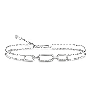 Браслет декоративный из белого золота с бриллиантами, плетение якорное