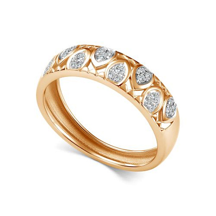 Кольцо из красного золота с бриллиантами