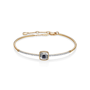 Браслет из красного золота с бриллиантами, сапфиром