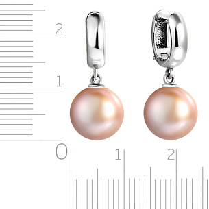 Серьги с английским замком из белого золота с жемчугом