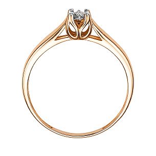 Кольцо из красного золота с бриллиантом