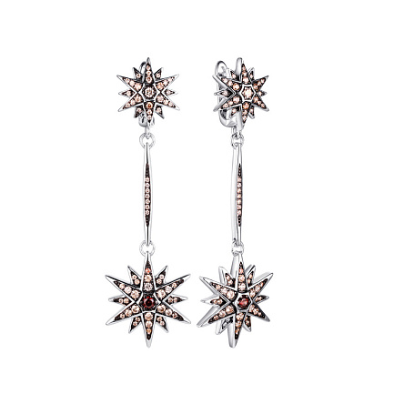 Серьги из серебра с фианитами