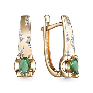 Серьги с английским замком из красного золота с бриллиантами