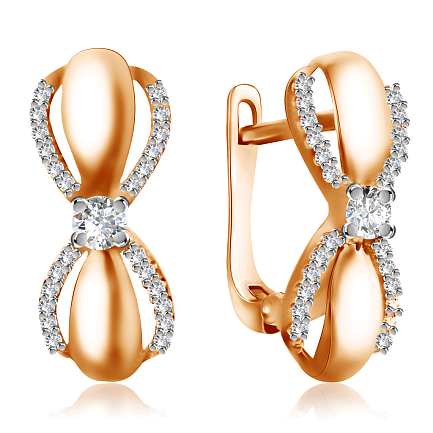 Серьги из красного золота с фианитом