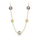 Колье из желтого золота с аметистами, плетение якорное