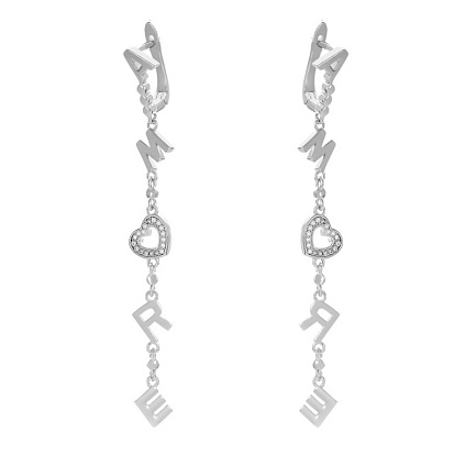 Серьги с английским замком из серебра с фианитом