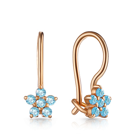 Серьги с французским замком из серебра с позолотой