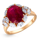 Кольцо из желтого золота с бриллиантами, рубином