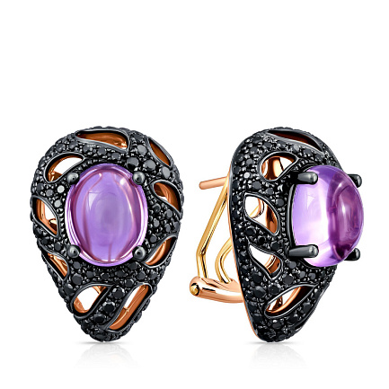 Серьги из красного золота с аметистами