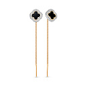 Серьги из красного золота с фианитами, эмалью