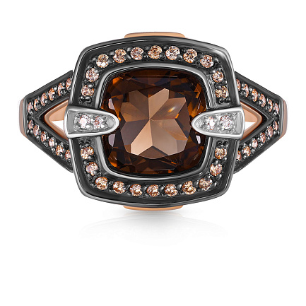 Кольцо из красного золота с раухтопазом