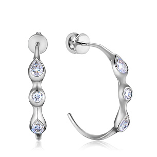 Серьги Конго из белого золота с бриллиантами