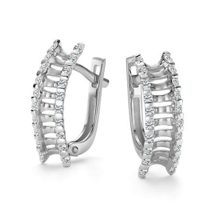 Серьги с английским замком из белого золота с бриллиантами