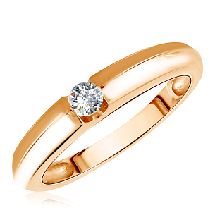 Кольцо из красного золота с бриллиантом