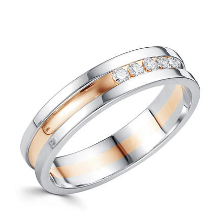 Кольцо обручальное из комбинированного золота