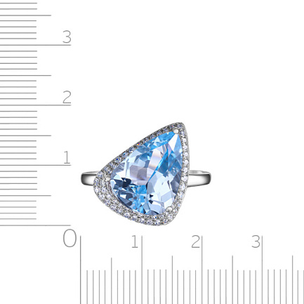 Кольцо из белого золота с бриллиантами, топазом