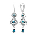 Серьги из белого золота с бриллиантами, топазом