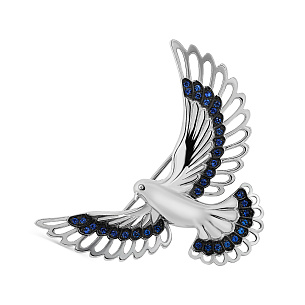 Брошь из серебра с фианитами