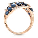 Кольцо из красного золота с бриллиантами, сапфирами
