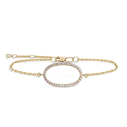 Браслет декоративный из желтого золота с бриллиантами, плетение якорное