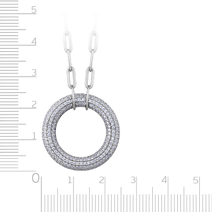 Колье из серебра с фианитом, плетение якорная с удлиненным звеном