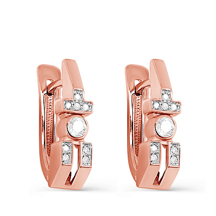 Серьги с английским замком из красного золота с бриллиантами