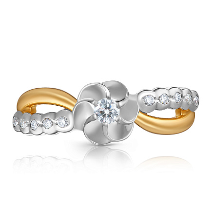 Кольцо из комбинированного золота с бриллиантами