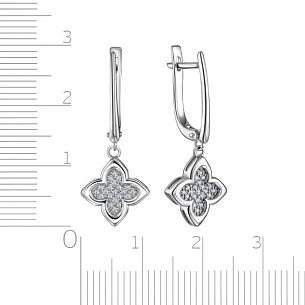 Серьги с английским замком из белого золота с бриллиантом