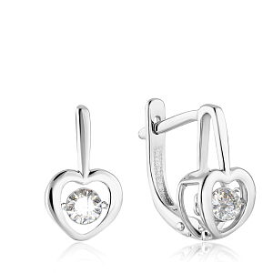 Серьги с английским замком из белого золота с бриллиантами