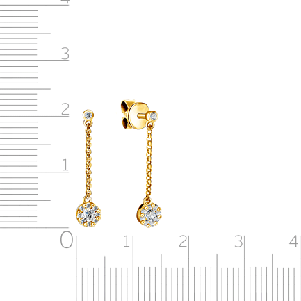 Серьги-пусеты из желтого золота с бриллиантами