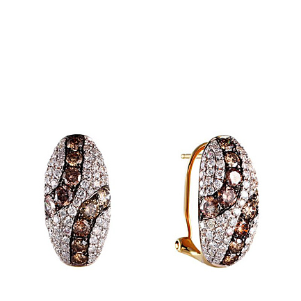 Серьги из желтого золота с бриллиантами