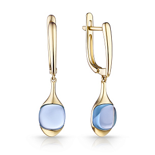 Серьги с английским замком из желтого золота с топазом