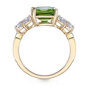 Кольцо из желтого золота с хризолитом