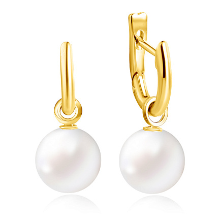 Серьги из желтого золота с жемчугом