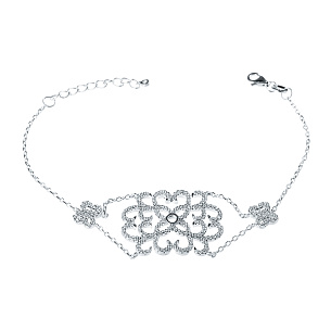 Браслет декоративный из серебра с фианитом