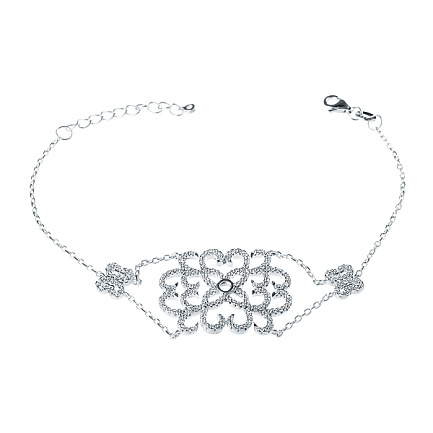 Браслет декоративный из серебра с фианитом