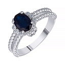 Кольцо из серебра с корундом, фианитом