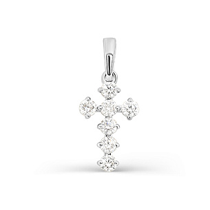 Крест из белого золота с бриллиантом