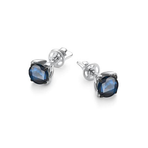 Серьги Пусеты из белого золота с сапфирами