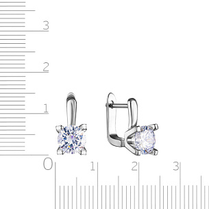 Серьги с английским замком из серебра с фианитом