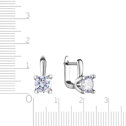 Серьги с английским замком из серебра с фианитом