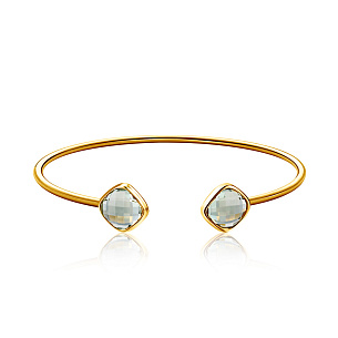 Браслет жесткий из желтого золота с аметистом