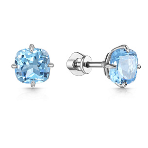 Пусеты из серебра с топазом