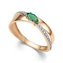 Кольцо из красного золота с бриллиантами, изумрудом